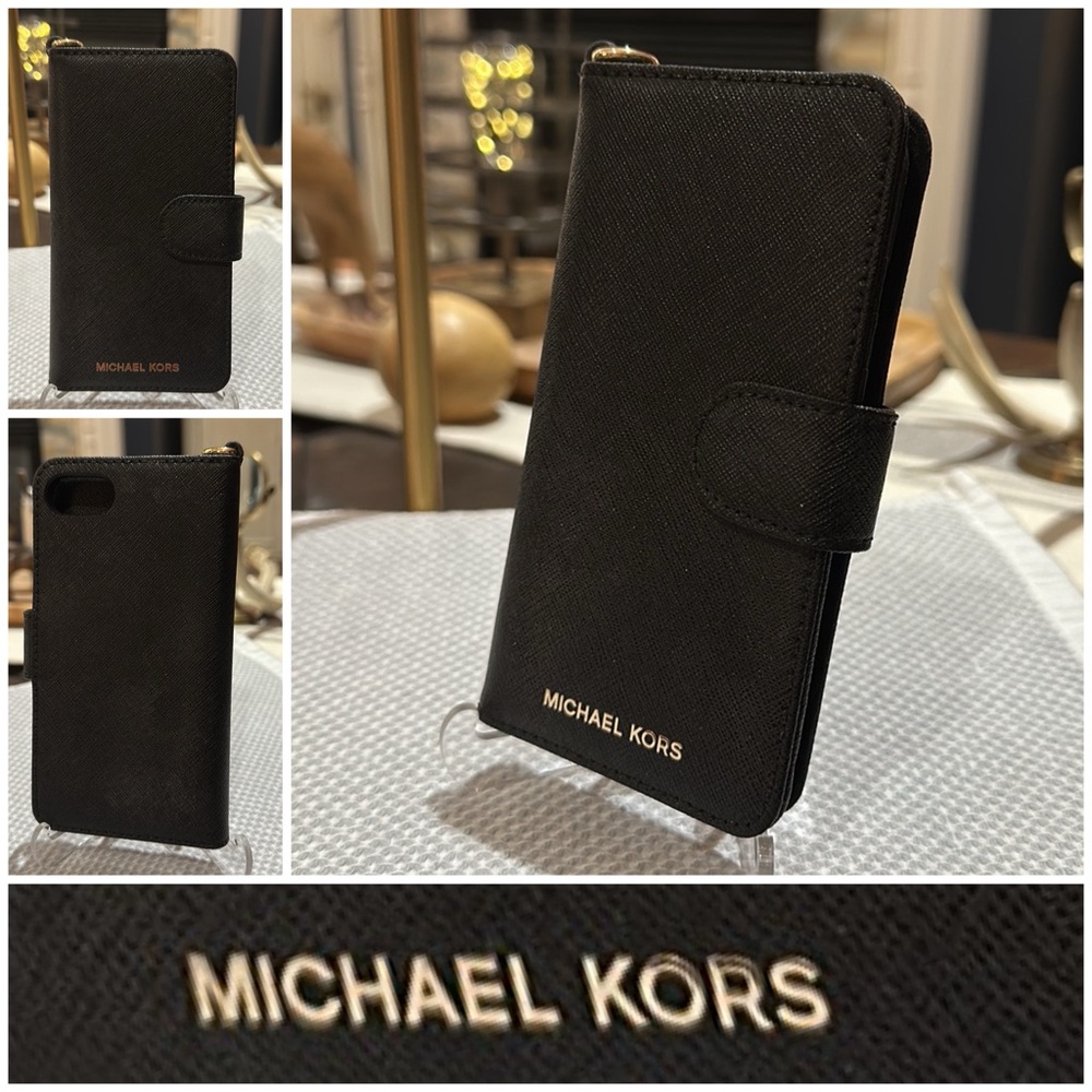 MICHAEL Michael Kors iPhone 7 Tab Folio Phone Case in Black, EUC like New